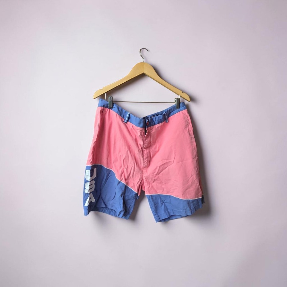 Vineyard Vines Breaker Short USA Pink Blue Color Block Nautical Mens 40